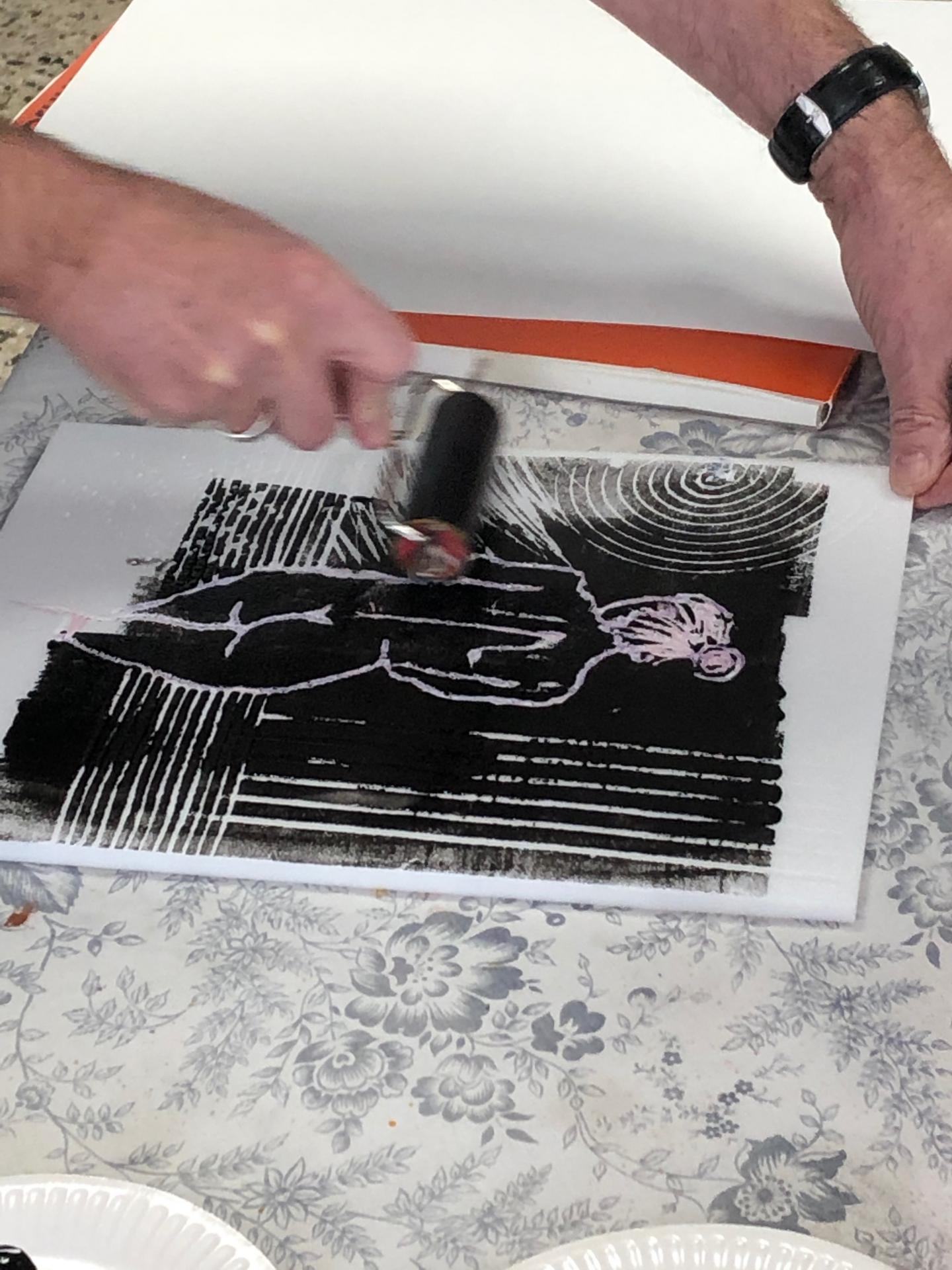 Linol Ink on Engraved Polystyrene